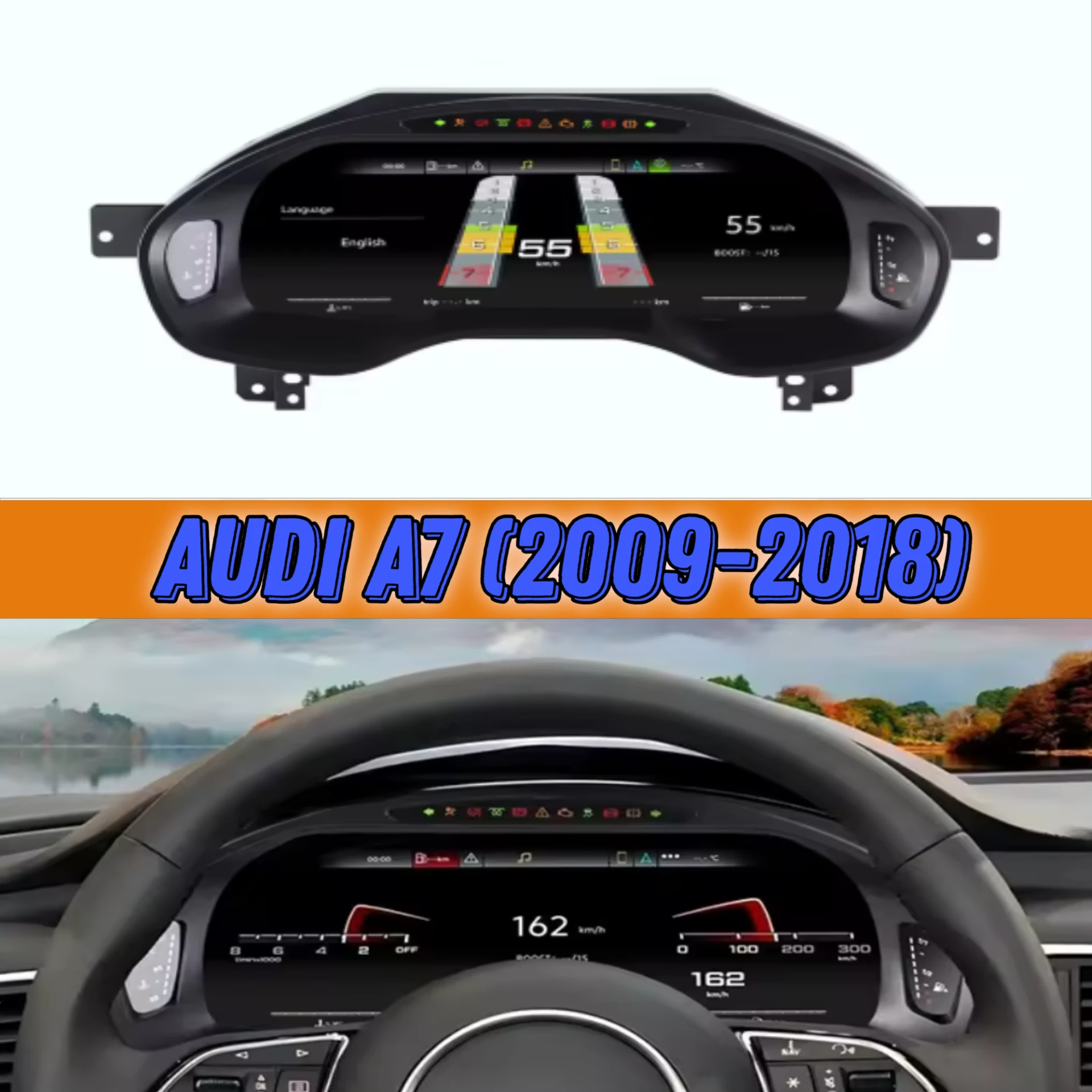 PAINEL DIGITAL LCD AUDI A7 – 12.3” FULL HD 1920×720 (2009–2018)